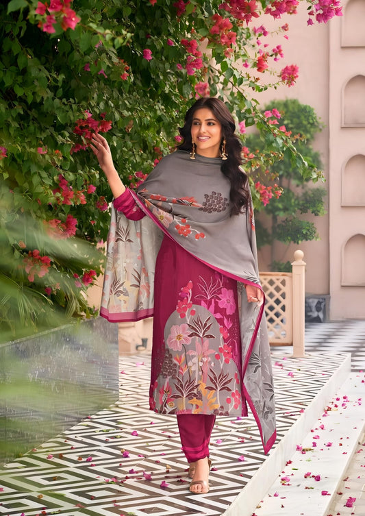 Rakhi 3-Piece Malai Satin Silk Suit Set with Dupatta
