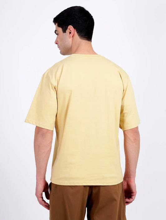 Solid Light Yellow Oversized T-Shirt for Men | Casual Summer Streetwear