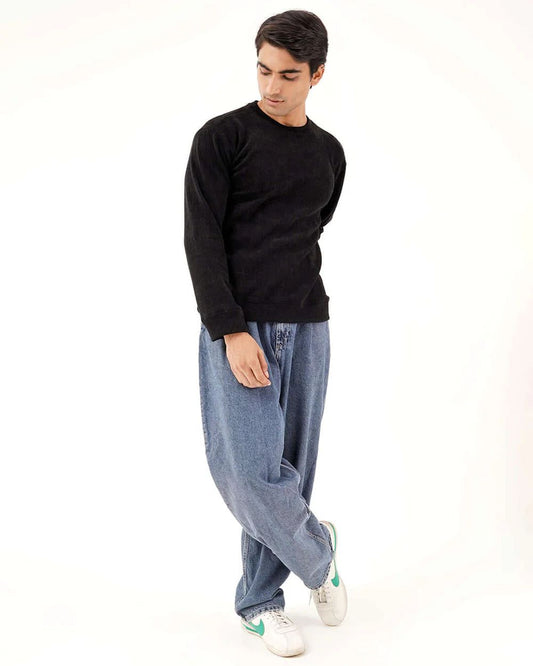 Daily Luxe Jacquard Sweatshirt – Midnight Black