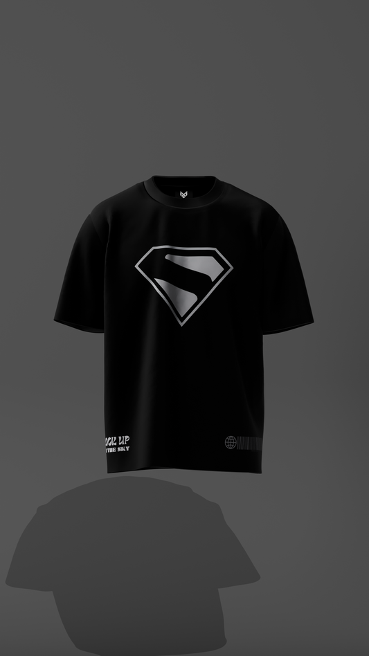 Superman Black Graphic Oversized T-Shirt
