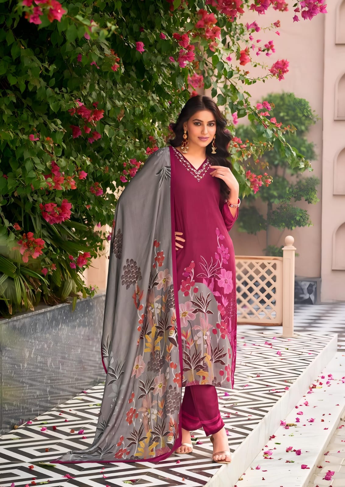 Rakhi 3-Piece Malai Satin Silk Suit Set with Dupatta