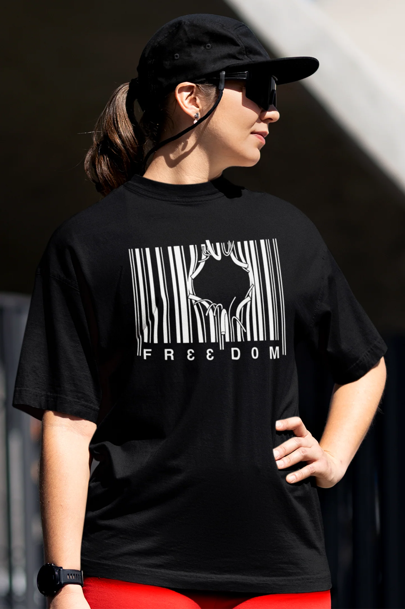 Freedom Barcode Oversized T-Shirt – Graphic Streetwear Tee