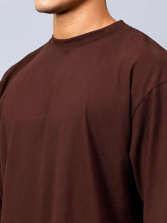 Men's Brown Oversized T-Shirt | Premium Cotton Relaxed Fit Tee - Wearified