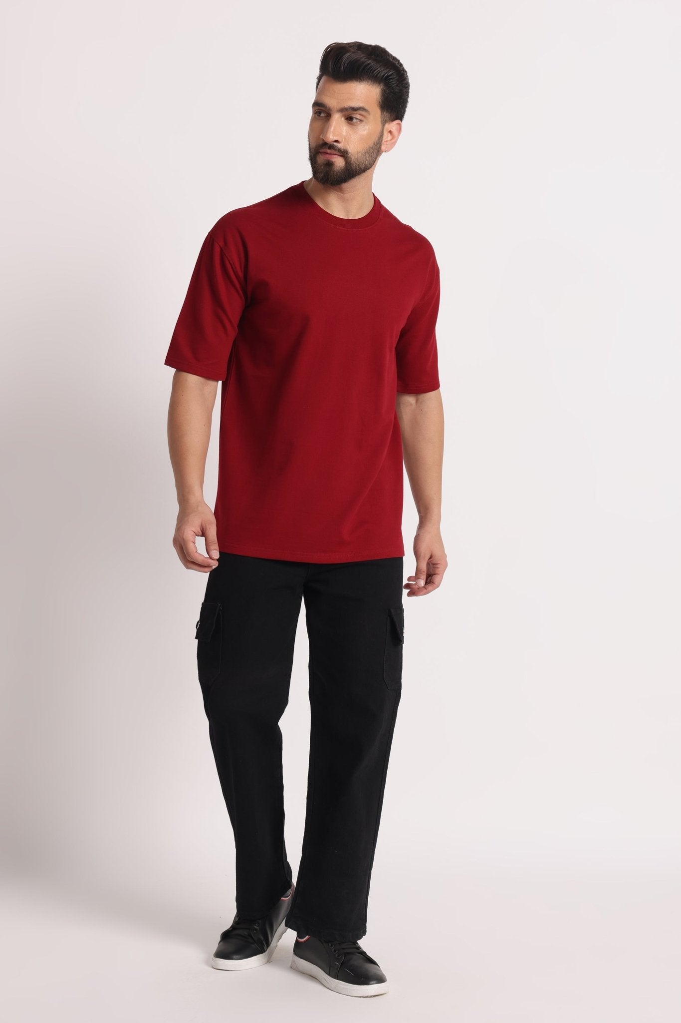 Men's Maroon Essential Oversized T-Shirt - Wearified