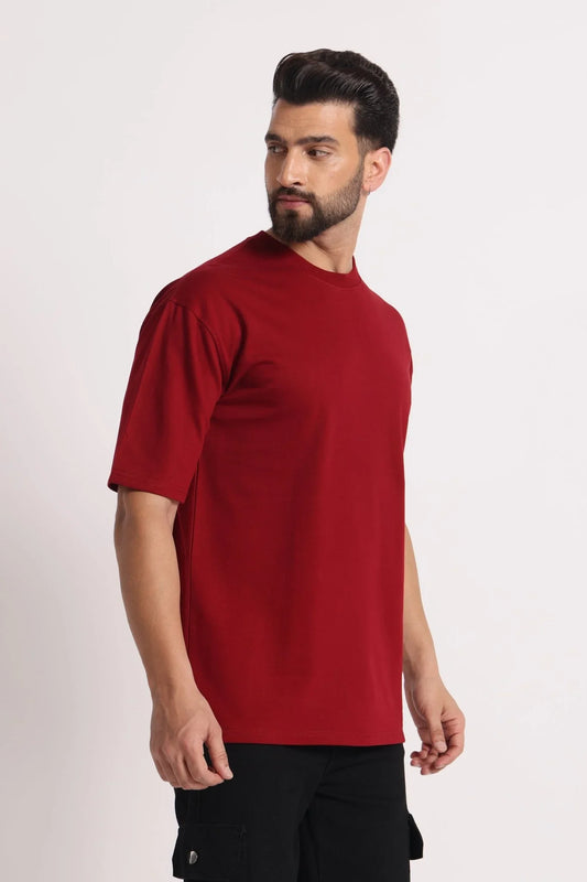 Men's Maroon Essential Oversized T-Shirt - Wearified
