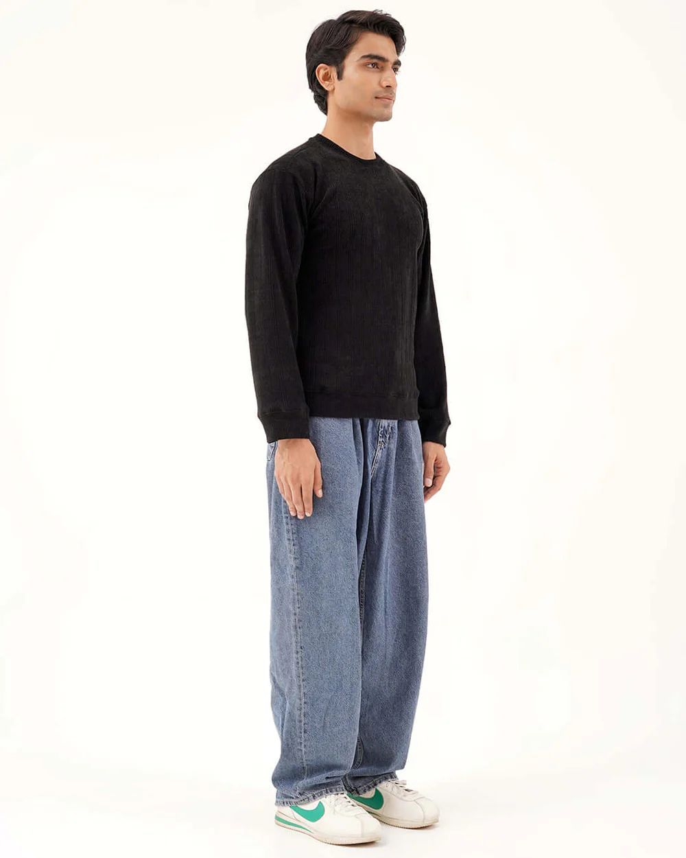 Daily Luxe Jacquard Sweatshirt – Midnight Black