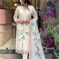 Chidiya White Floral Taby Silk Kurti Set with Dupatta – Elegant Wear