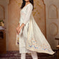 CHANDRA white 3-Piece Tesla Fabric Suit Set with Embroidered Dupatta