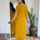 Viscose Yellow Embroidered Straight Fit Kurti