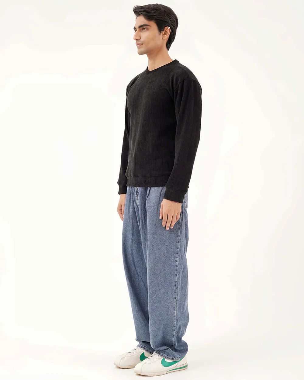 Daily Luxe Jacquard Sweatshirt – Midnight Black