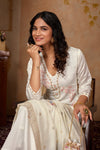 CHANDRA white 3-Piece Tesla Fabric Suit Set with Embroidered Dupatta
