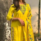 Khushi Yellow Embroidered Viscose Rayon Kurti Set with Dupatta