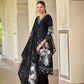 Noir Elegance Black Floral Straight Suit Set with Dupatta