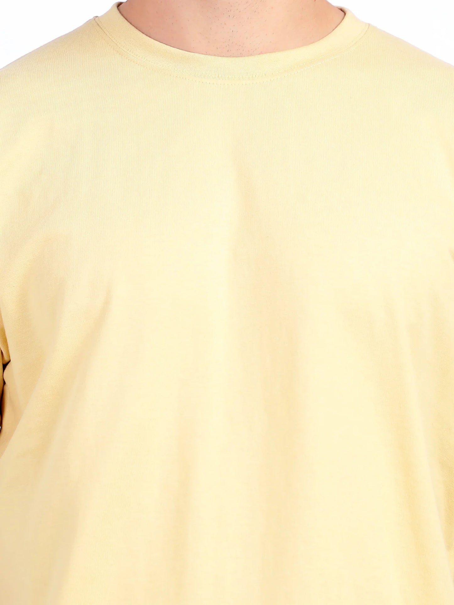 Solid Light Yellow Oversized T-Shirt for Men | Casual Summer Streetwear