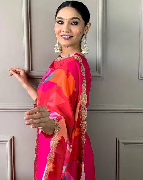 Bhoomi – Elegant Roman Mull Suit Set with Embroidered Neckline