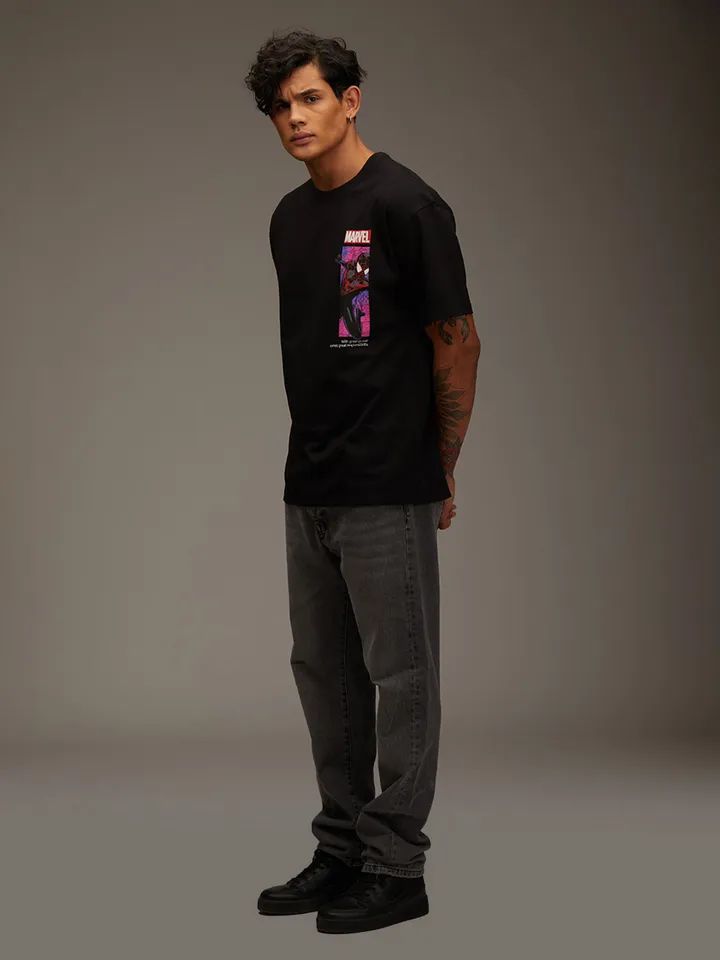 Marvel Spider-Man Back Graphic Black T-Shirt