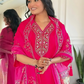 Viscose Pink Embroidered Straight Fit Kurti