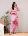 Pankhudi Pink Floral Kurta Set – Chanderi Cotton Elegance
