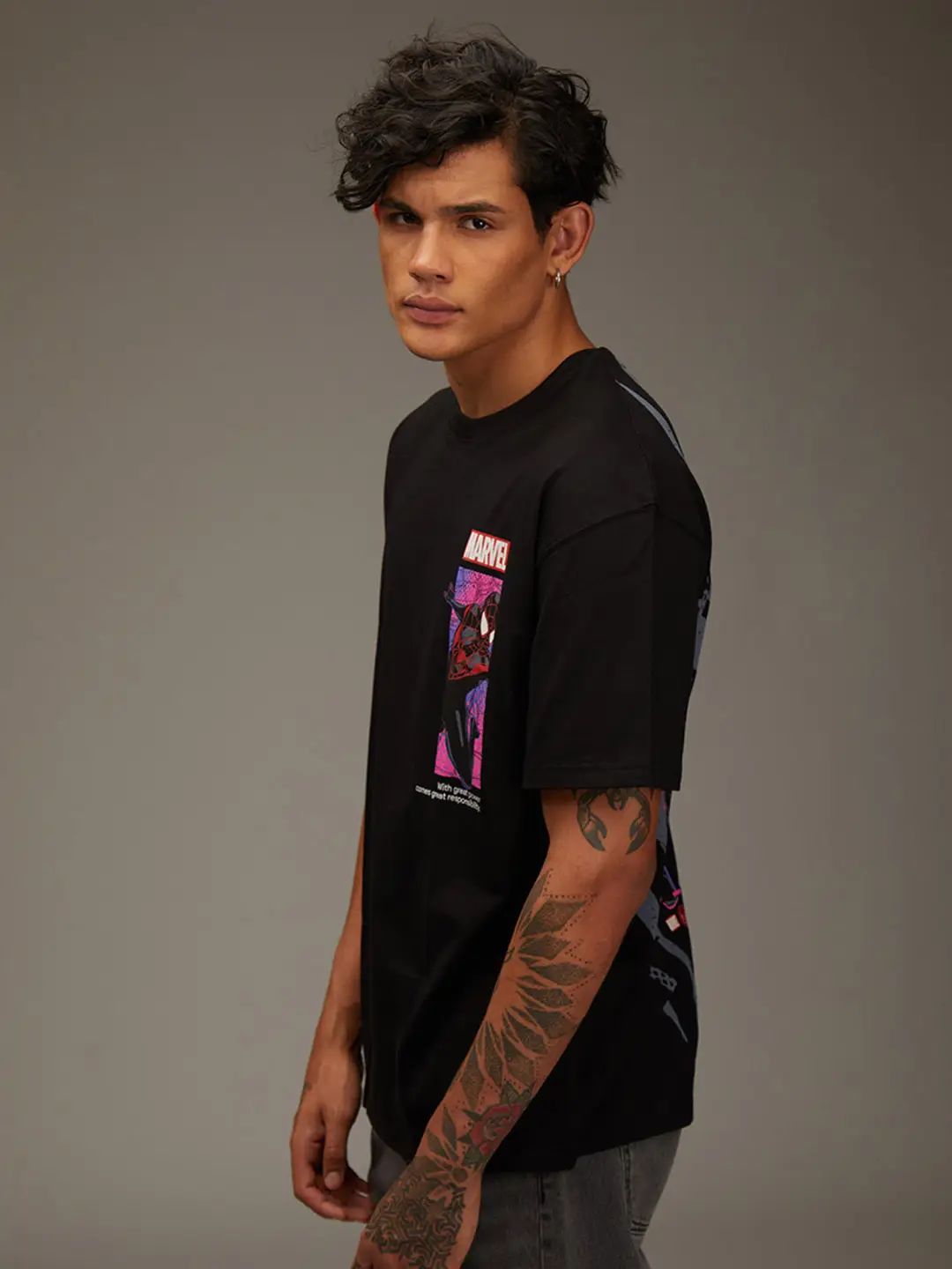 Marvel Spider-Man Back Graphic Black T-Shirt