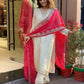 PANCHHI Gadhawal Fabric 3-Piece Kurta Set with Pink Dupatta