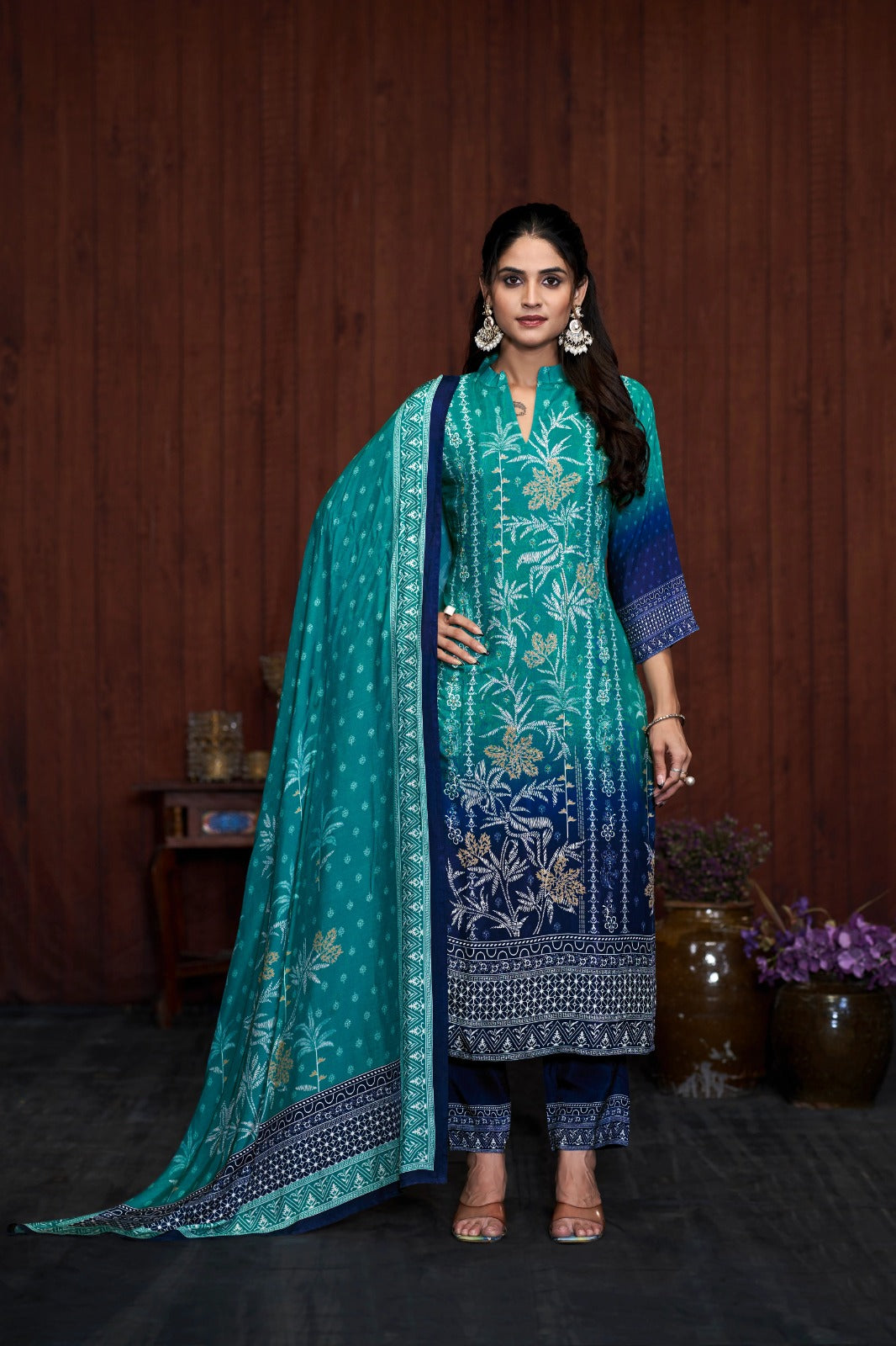 Kashish 3-Piece Chinon Suit Set – Elegant Festive Wear