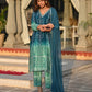 HEER-2 Teal Green Chinon 3-Piece Suit Set with Printed Dupatta