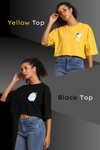 Everyday Style Bundle– Oversized Yellow & Black Crop Tops