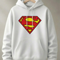White Superman Logo Printed Hoodie