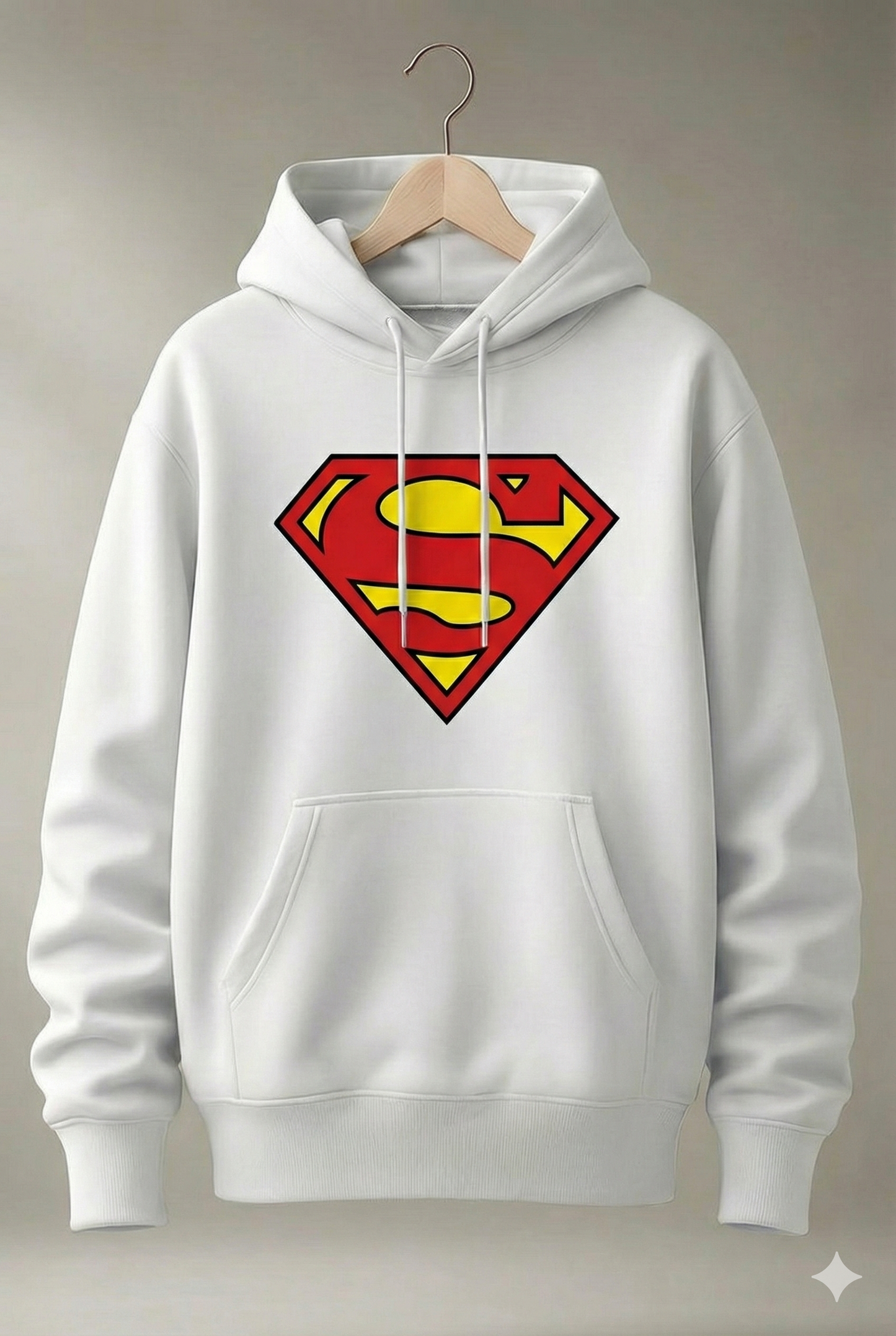 White Superman Logo Printed Hoodie