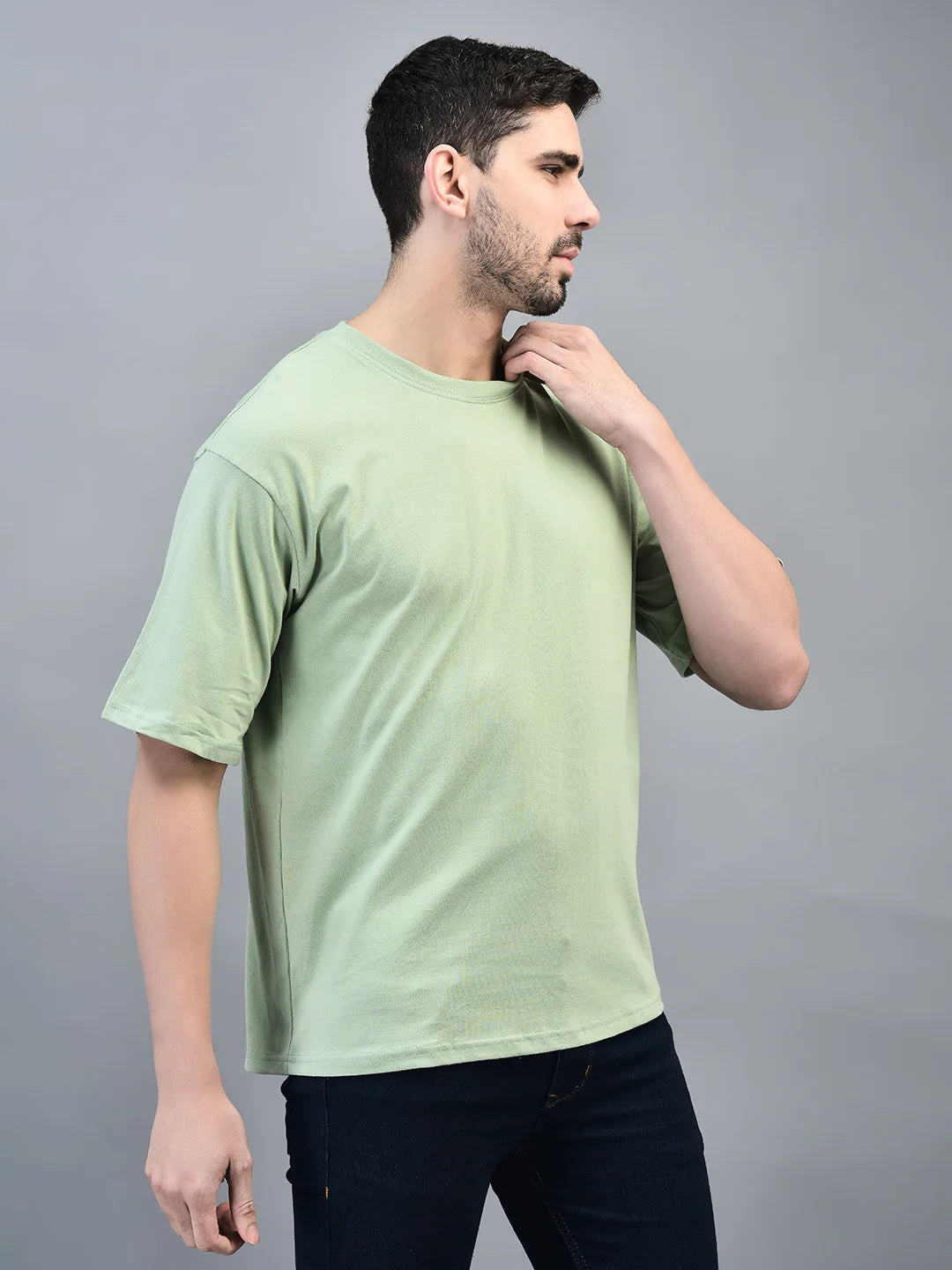 Sage Green Oversized T-Shirt for Men | Minimal Casual Streetwear Tee