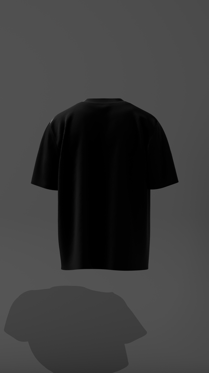 Black t-shirt on a gray background