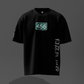 Black t-shirt with a green number '456' and text on a dark background