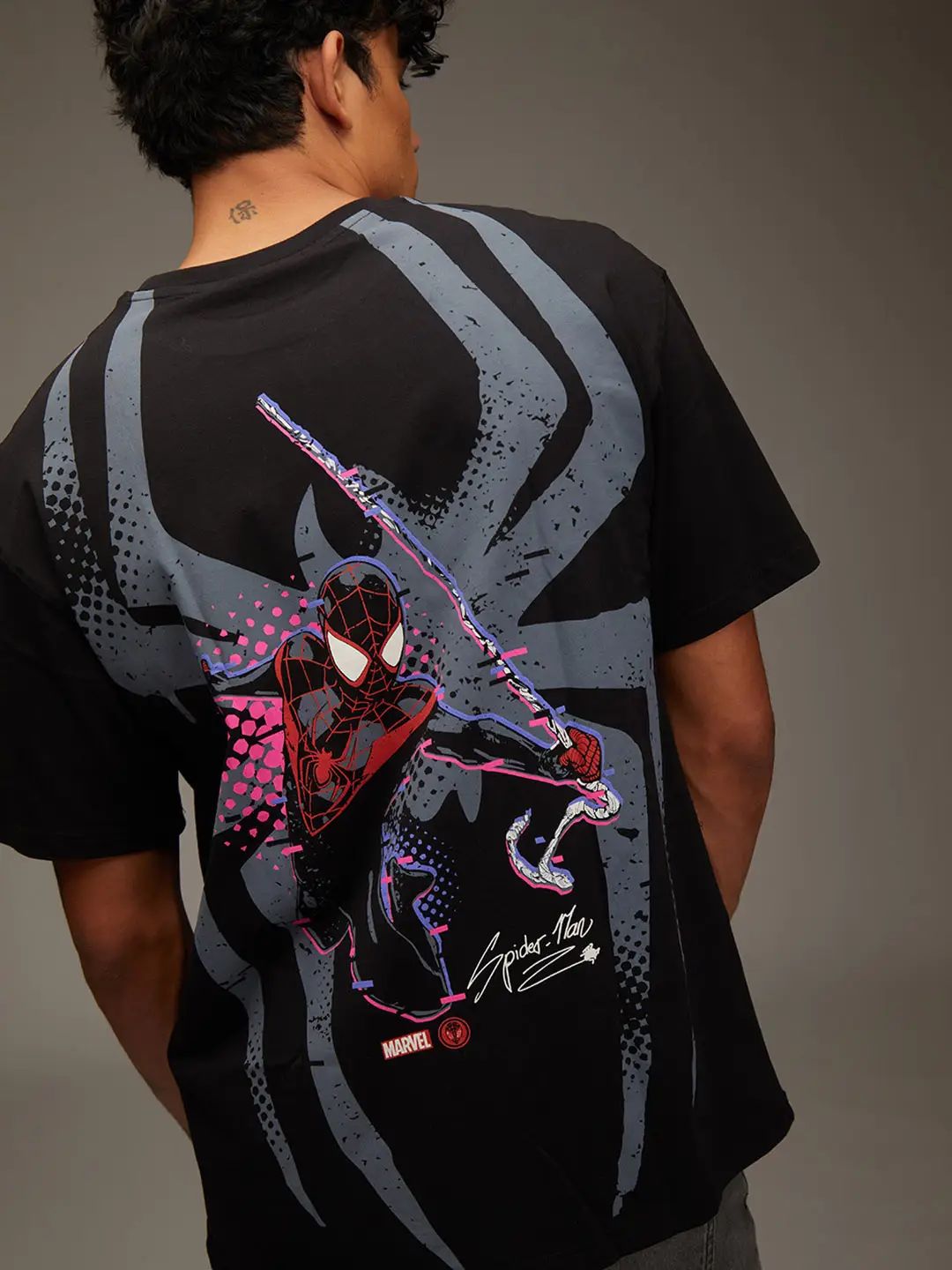 Marvel Spider-Man Back Graphic Black T-Shirt