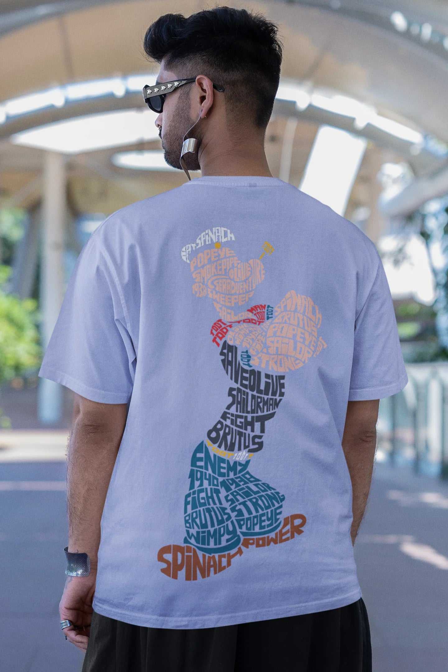 Popeye Typography Printed Oversized T-Shirt – Spinach Power Edition
