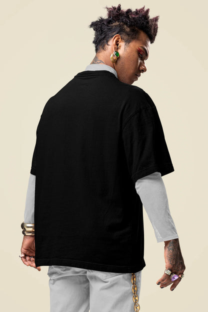 Japanese Typography Printed Oversized Drop Shoulder T-Shirt