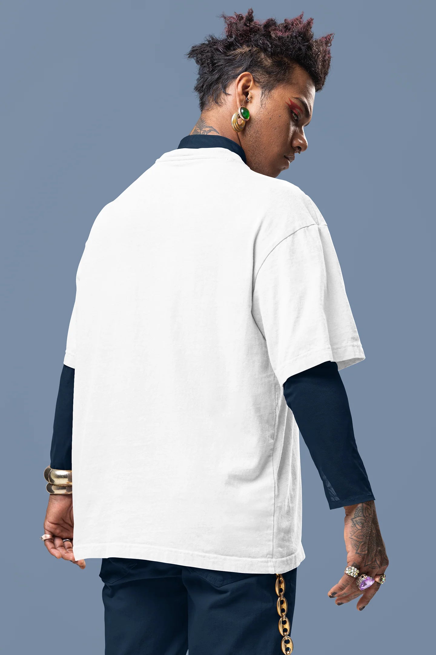 Japanese Typography Printed Oversized Drop Shoulder T-Shirt