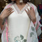 Chidiya White Floral Taby Silk Kurti Set with Dupatta – Elegant Wear