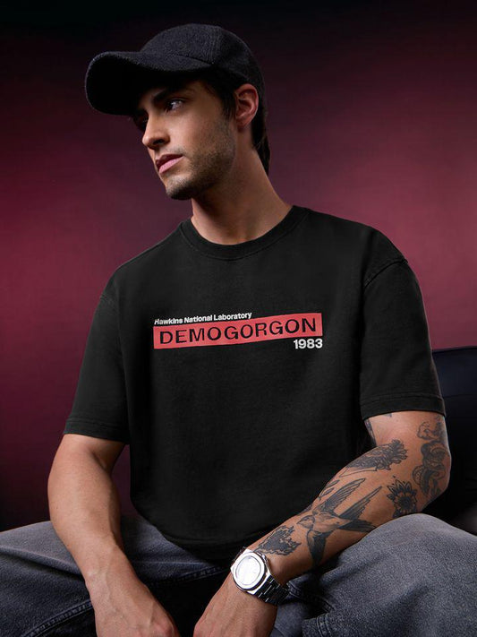 Stranger Things Demogorgon Signature Oversized Black T-Shirt