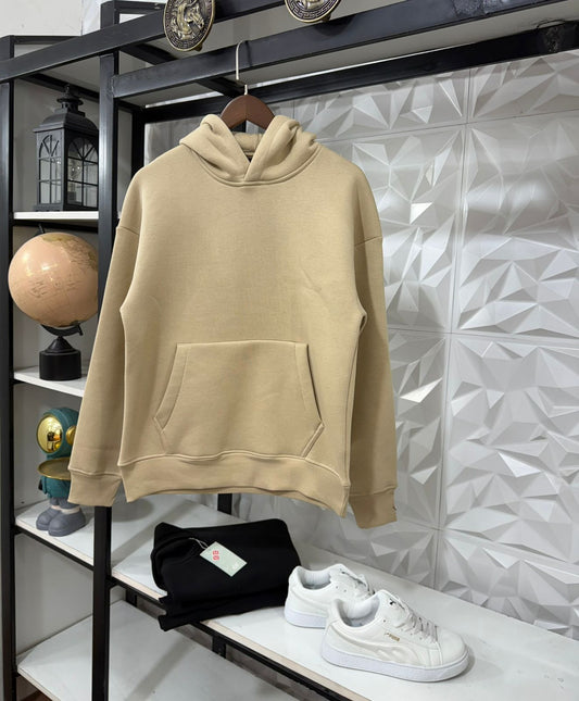Beige Plain Hoodie for Men & Women | Premium Cotton Winter Hoodie - Wearified