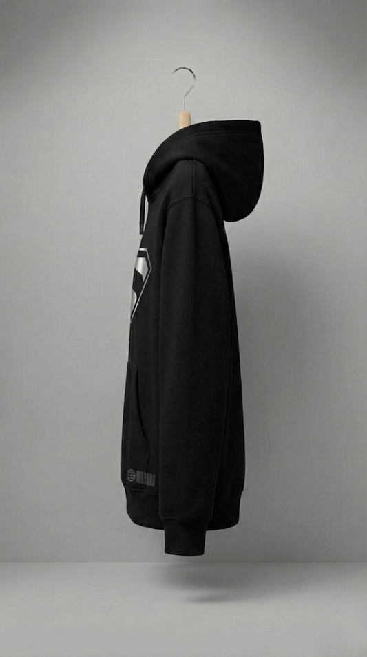 Black Superman Graphic Hoodie | Hero Mode Streetwear Sweatshirt - Wearified