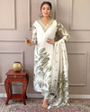 DOLLY – Elegant Muslin 3-Piece Set with Leafy Minimalist Print