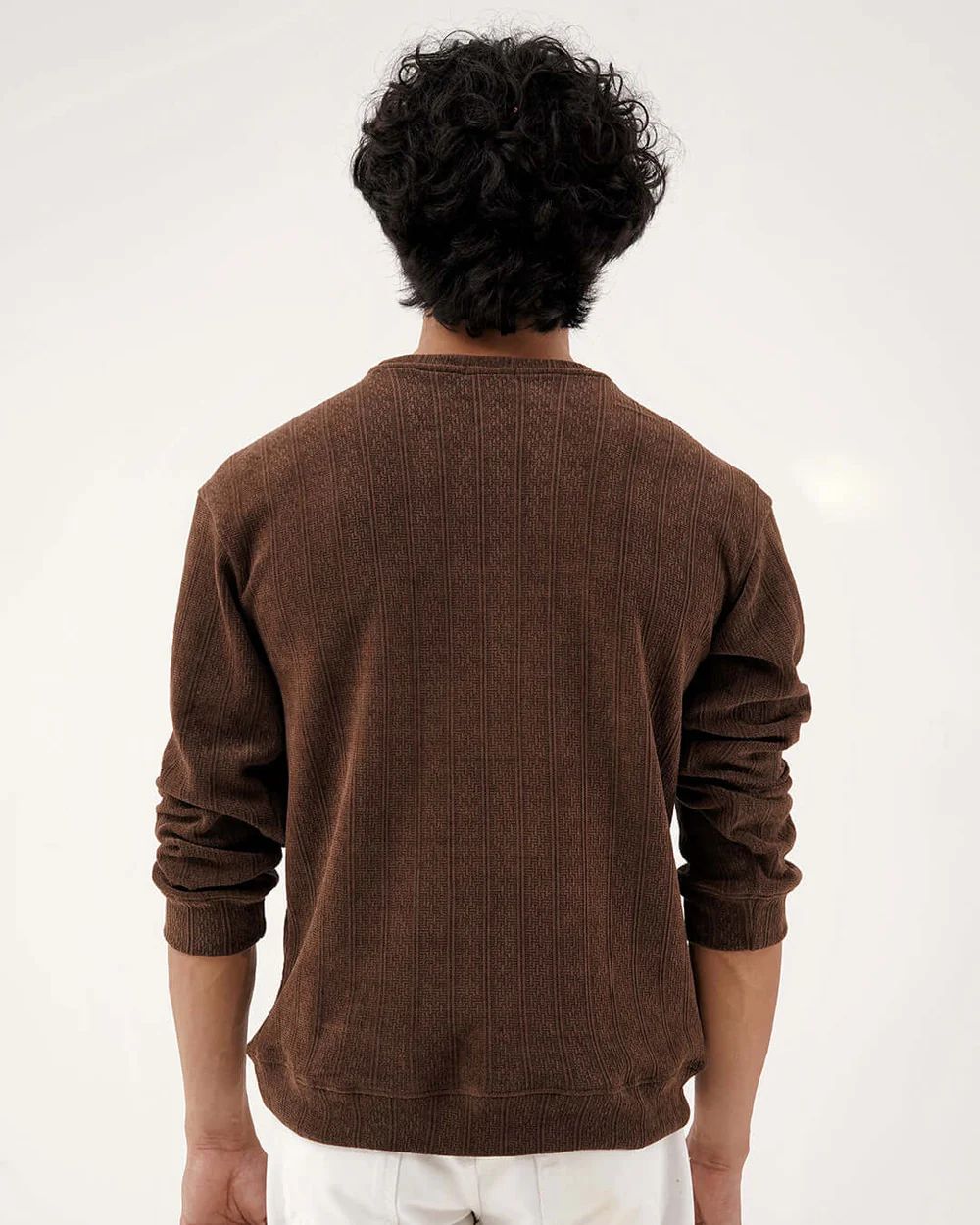 Daily Luxe Jacquard Sweatshirt – Chestnut Brown - Wearified