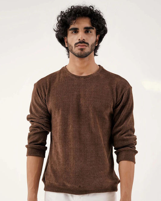 Daily Luxe Jacquard Sweatshirt – Chestnut Brown - Wearified