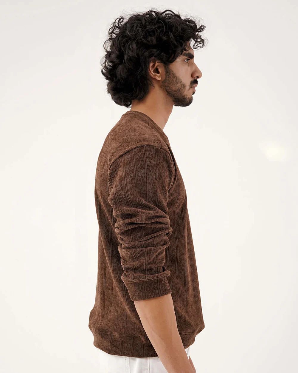 Daily Luxe Jacquard Sweatshirt – Chestnut Brown - Wearified
