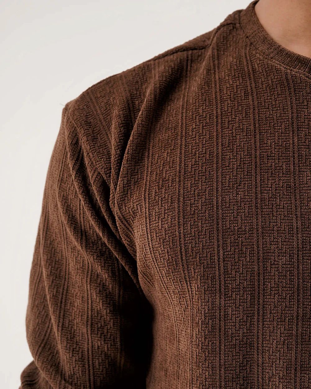 Daily Luxe Jacquard Sweatshirt – Chestnut Brown - Wearified