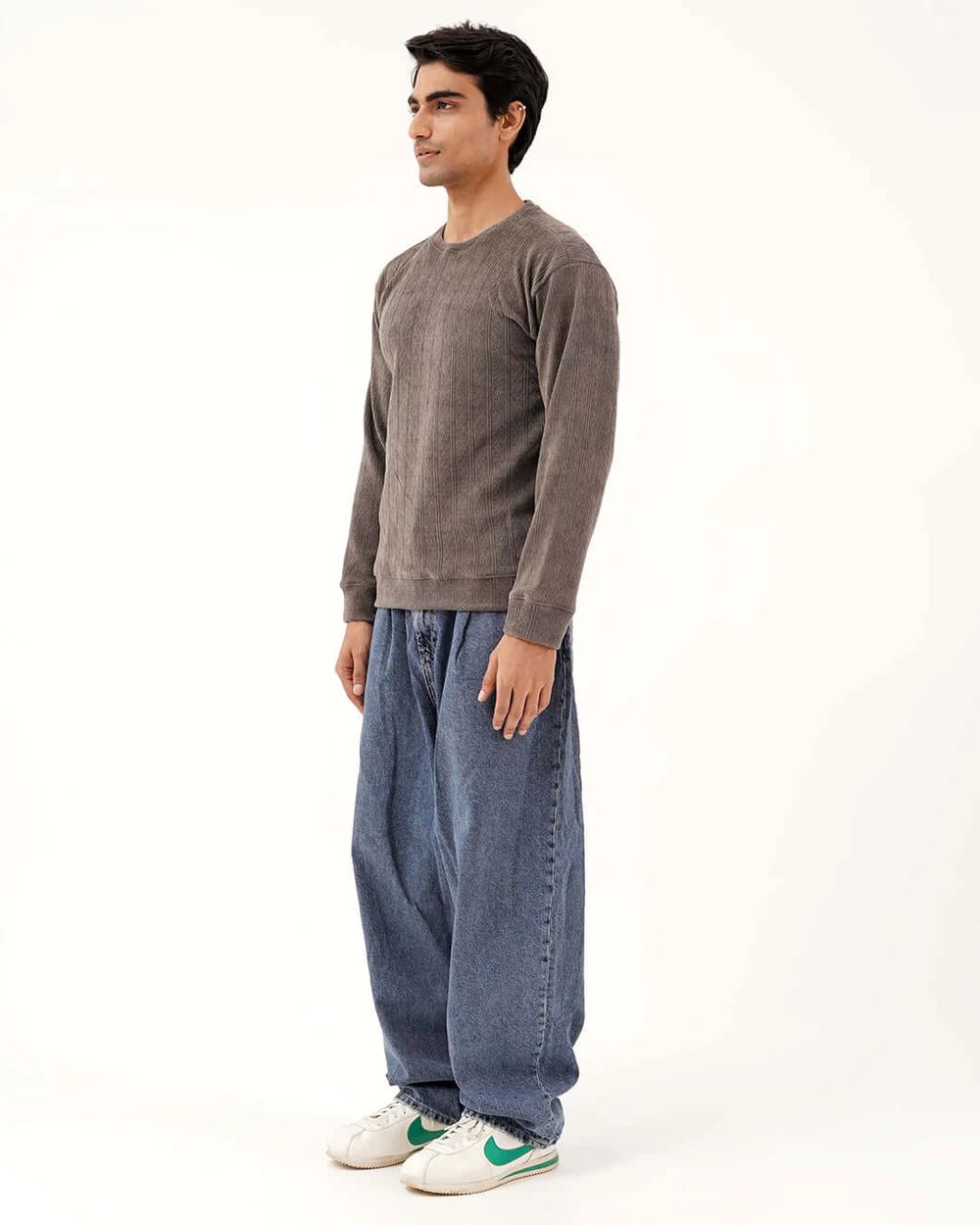 Daily Luxe Jacquard Sweatshirt – Stone Grey - Wearified