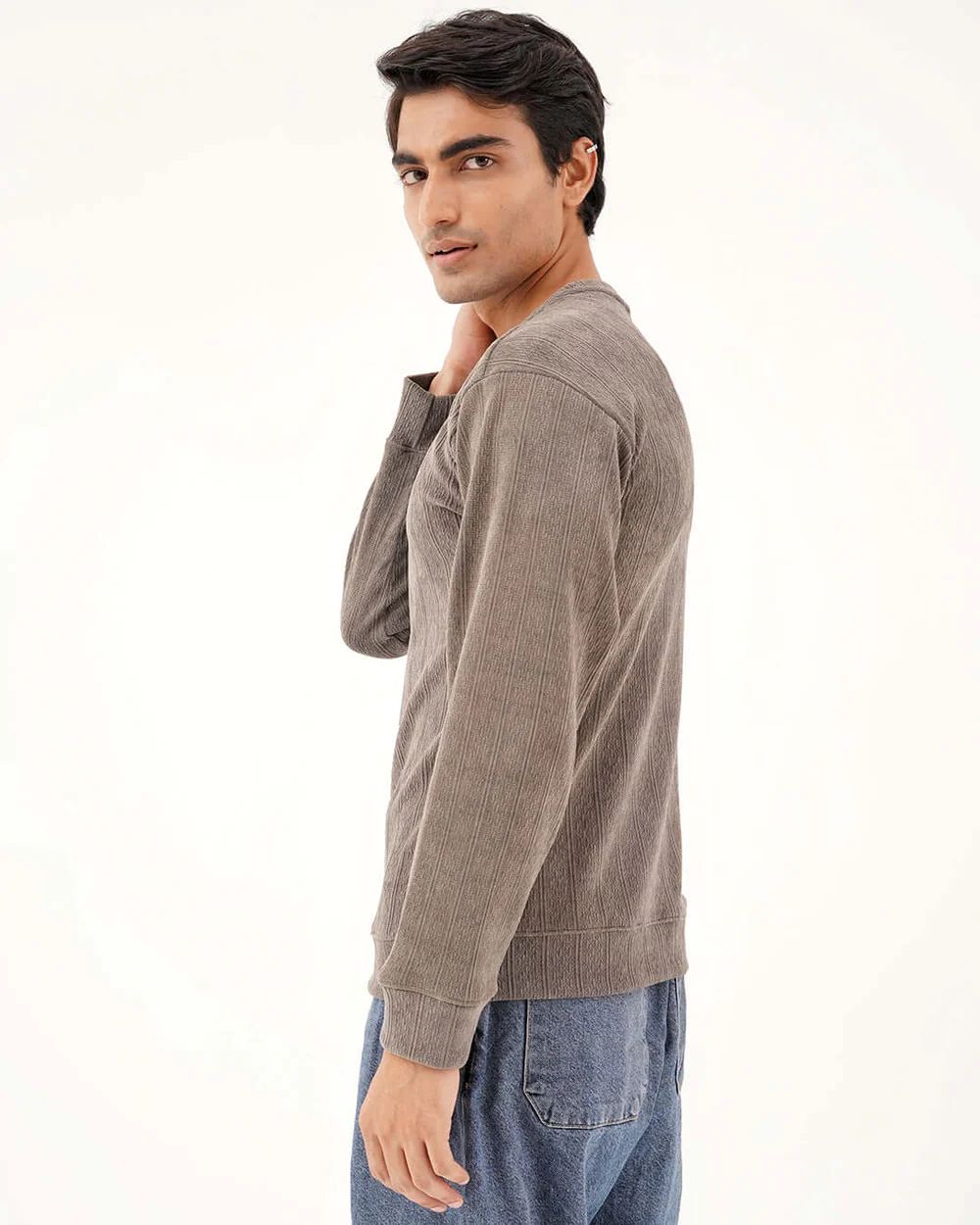 Daily Luxe Jacquard Sweatshirt – Stone Grey - Wearified