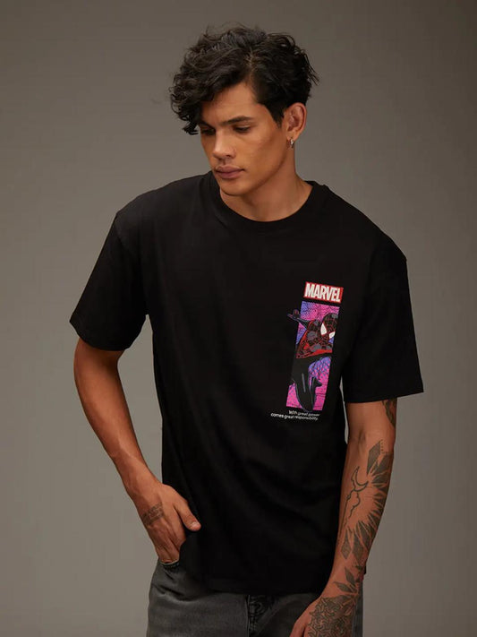 Marvel Spider-Man Back Graphic Black T-Shirt