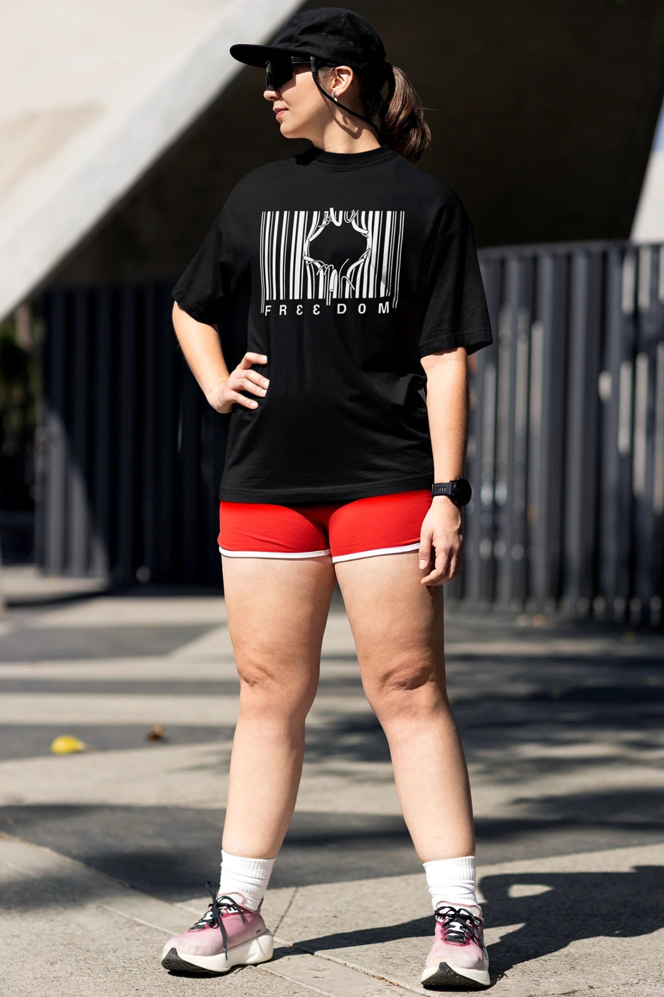 Freedom Barcode Oversized T-Shirt – Graphic Streetwear Tee (220 GSM Cotton) - Wearified