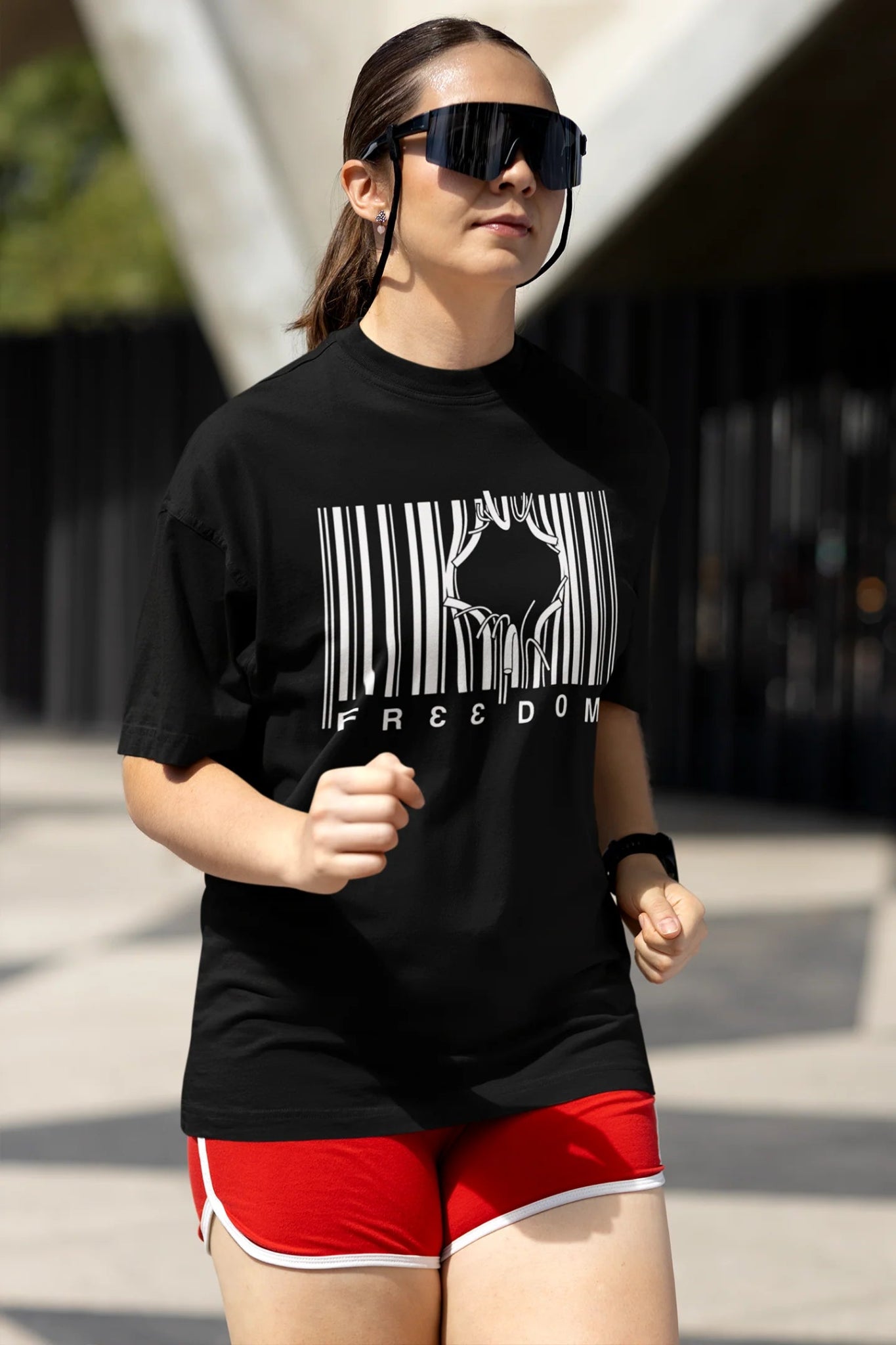 Freedom Barcode Oversized T-Shirt – Graphic Streetwear Tee (220 GSM Cotton) - Wearified
